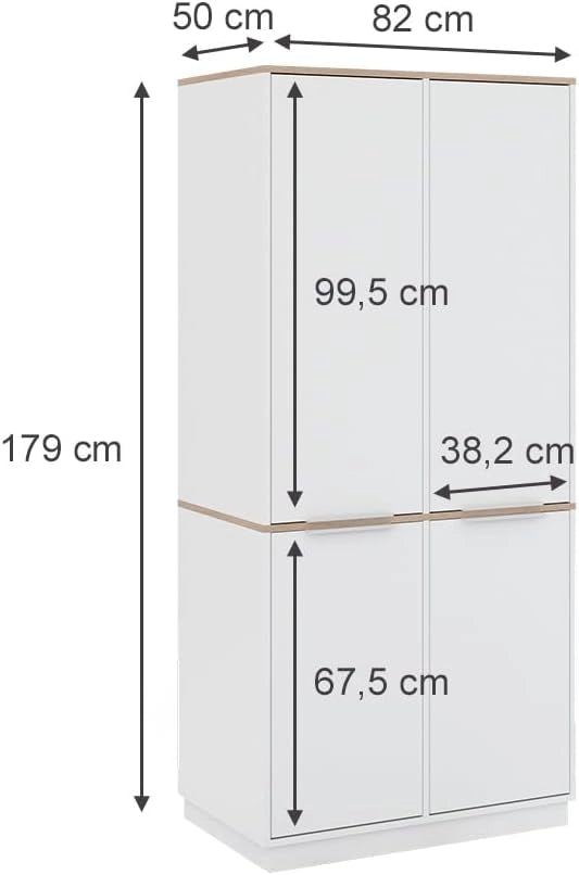 Scaffale per file Betti, Bianco/Sonoma, 82 x 179 cm con 6 ripiani, per la conservazione di abiti e combinabile con mobili della stessa serie
