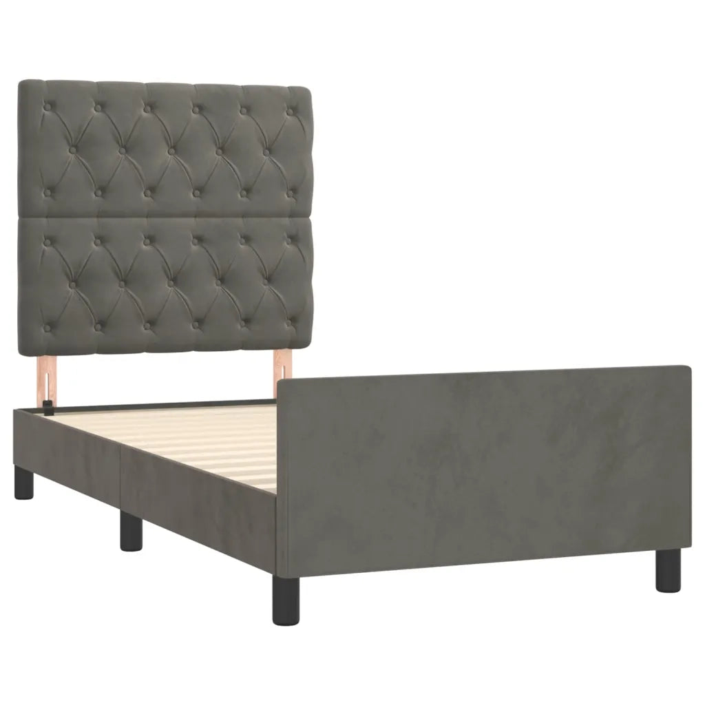Giroletto con Testiera Grigio Scuro 80x200 cm in Velluto cod mxl 61061