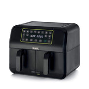 Friggitrice ad aria 1700W con doppio cestello, 8L - 3 funzioni di cottura, pannello digitale LED - Nero