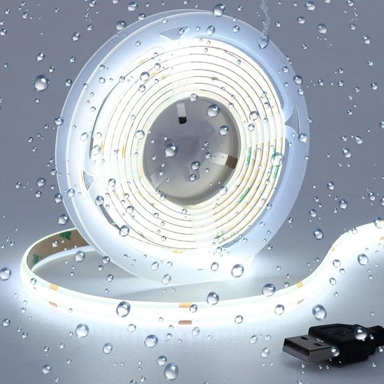 Striscia LED USB a Luce Fredda 6000K IP65 Impermeabile 2M Alimentazione USB 320LED/M CRI 93+ Emissione Uniforme Banda Flessibile di Luci LED per Decorazione DIY