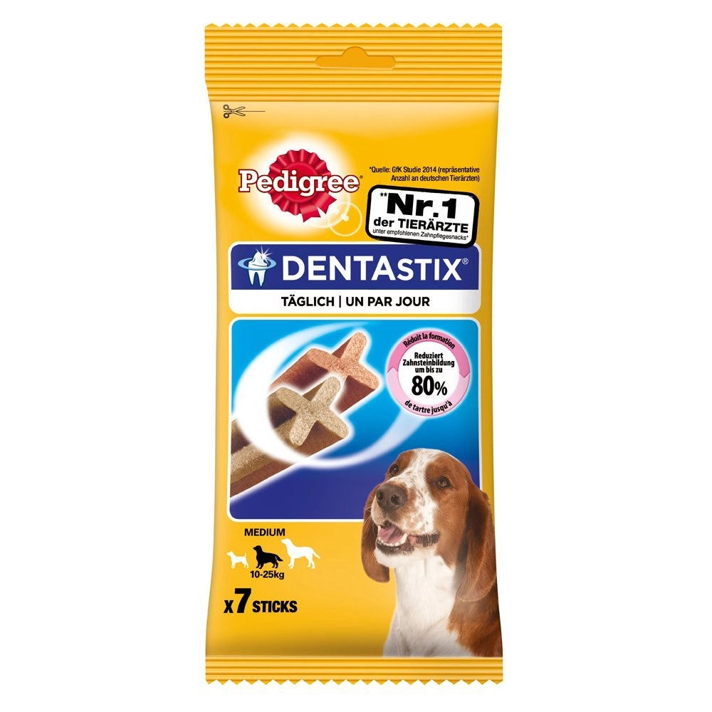 Multipack da 10 confezioni di pedigree dentastix per cani medi 7 sticks ciascuna