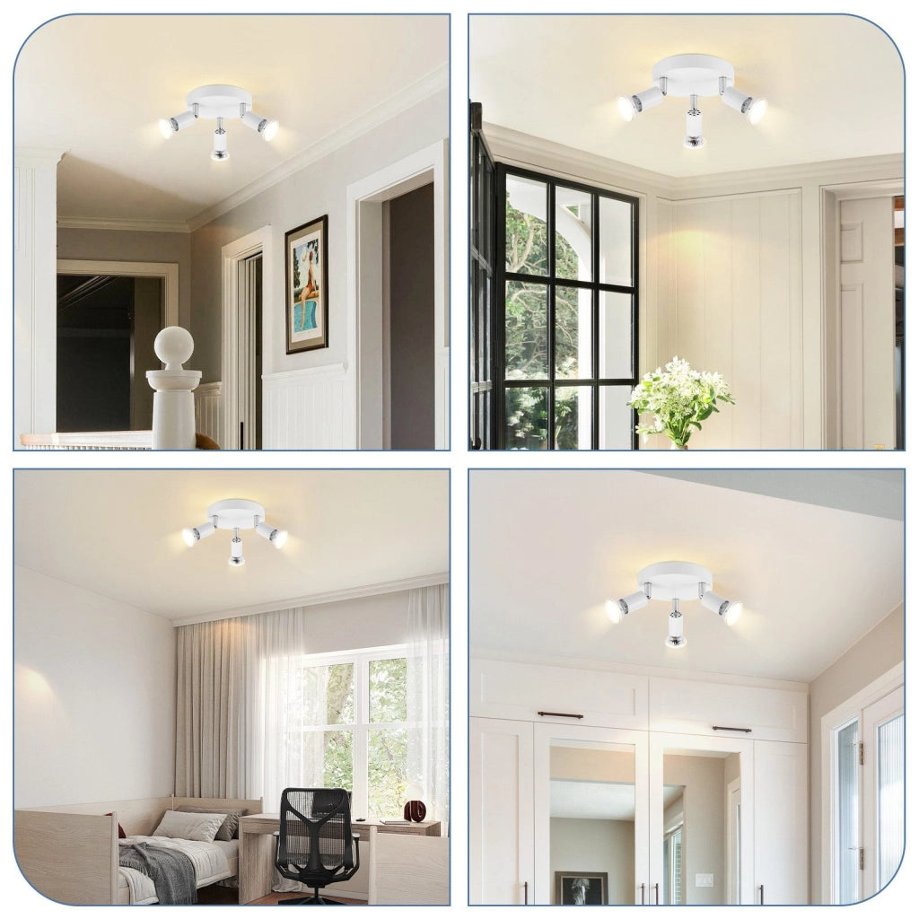 ZMH Faretto da soffitto bianchi 3 luci GU10 moderni rotondi orientabili 350° per cucina soggiorno senza lampadina