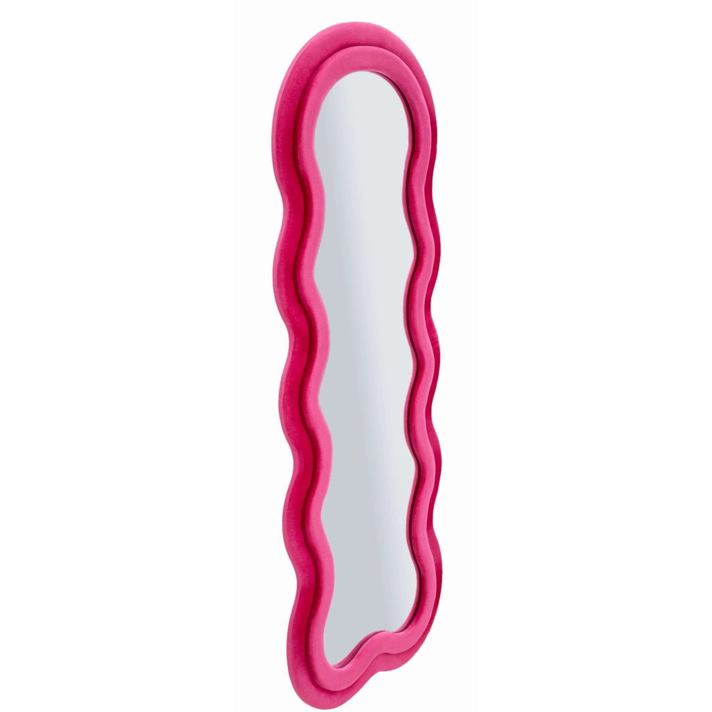 Marylin, Specchio Cornice Ondulata Effetto Velluto, 60x160h cm Rosa