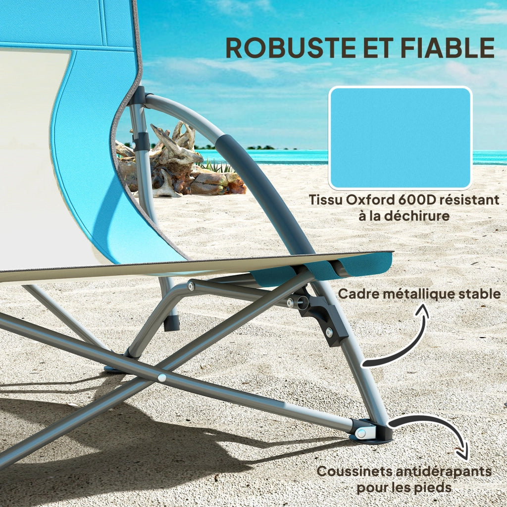 Sedia da spiaggia pieghevole ¨C zephmum ¨C blu 58x55x62 cm