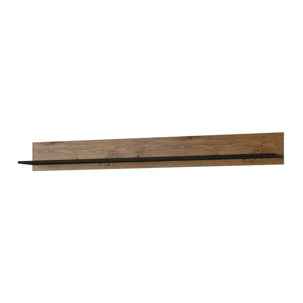 Mensola da parete SANTIAGO – 180 cm colore quercia e nero effetto legno