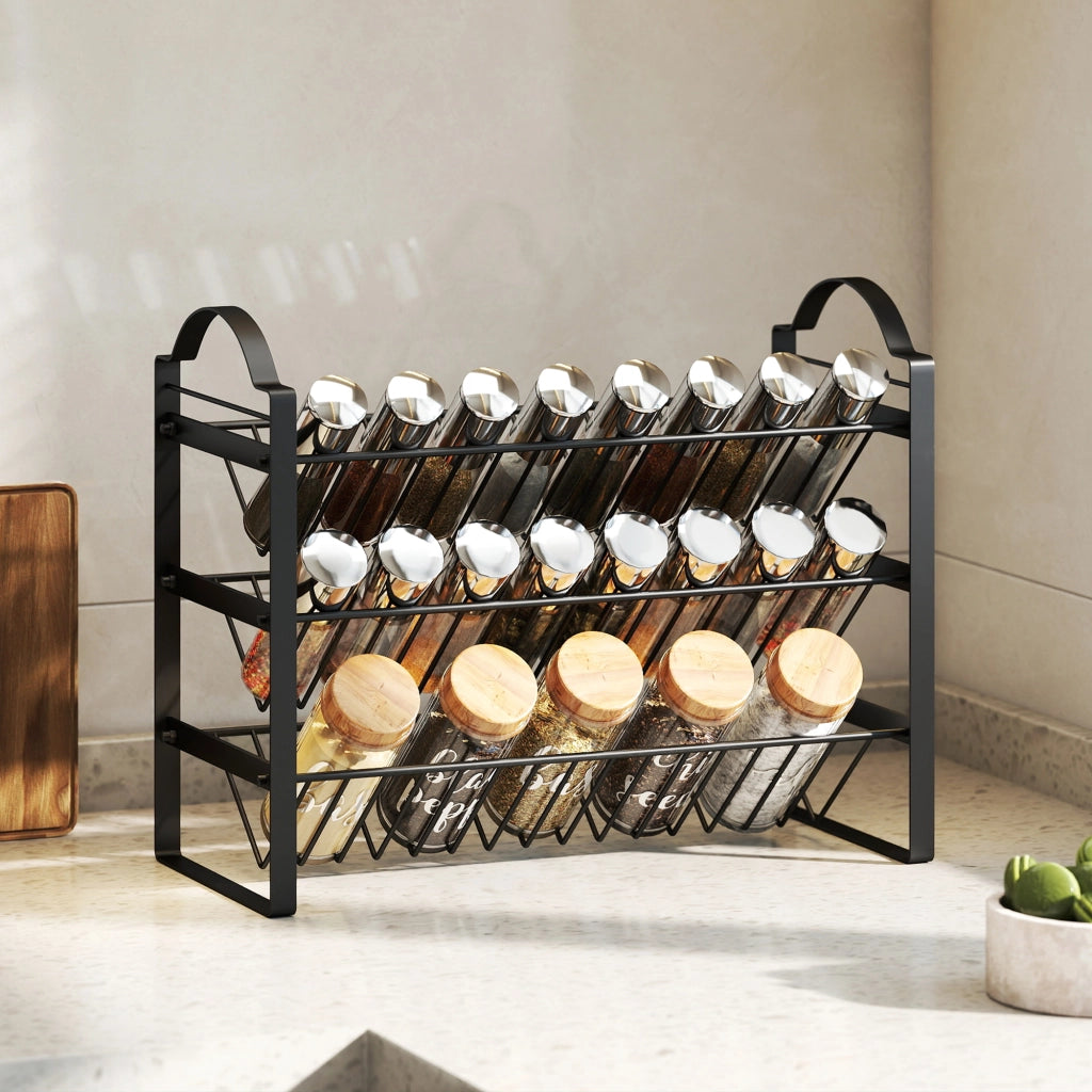 Organizzatore Portaspezie a 3 Livelli ¨C Zephmum ¨C Nero, Metallo