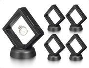 Set di Sostegni Fluttuanti da 4 - Display - Mini Vetrina - Sostegno - Presentazione Gioielli - Nero con Base - Display da Dozzina