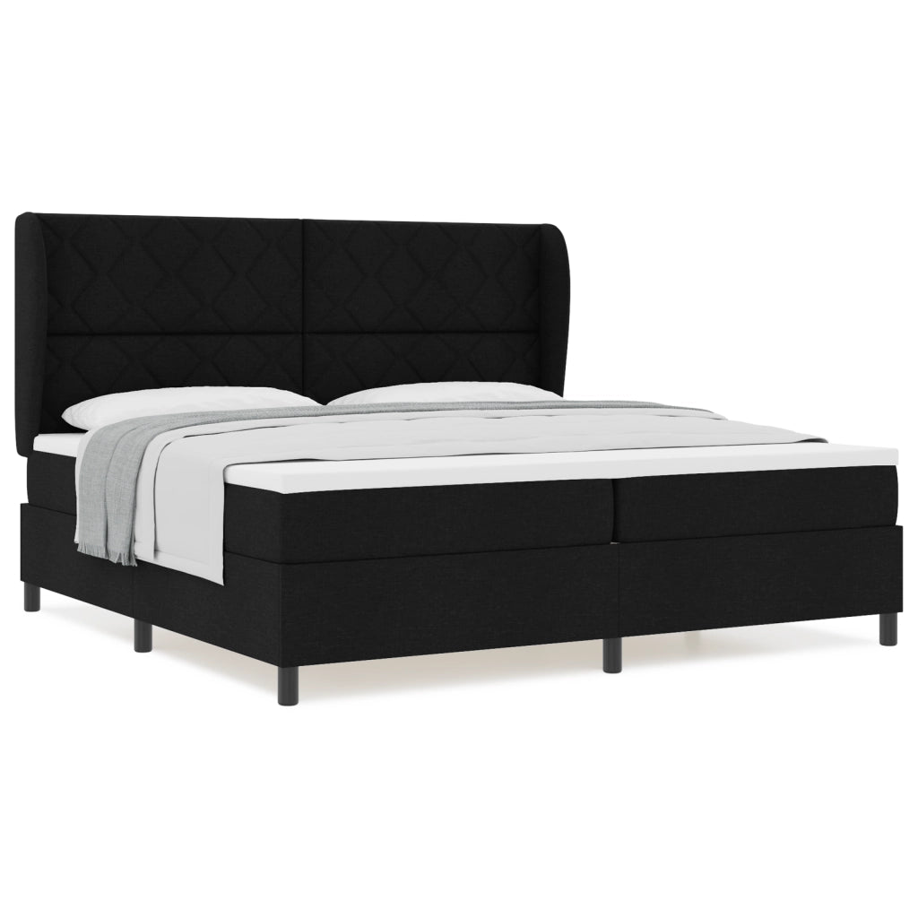 Letto a box spring  con materasso, Nero, 200x200 cm, Tessuto