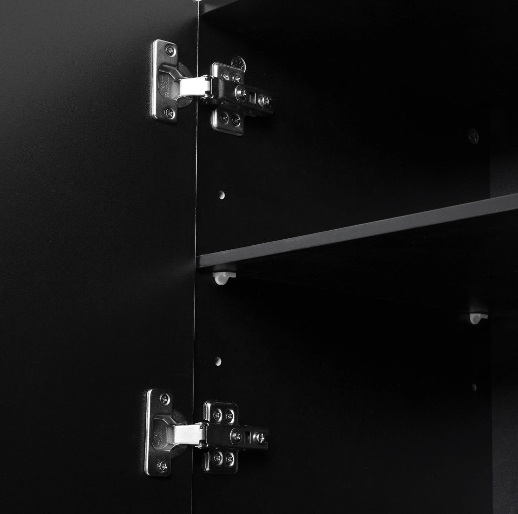 Scarpiera a 4 ante con ripiani regolabili; cerniere soft-close; MDF; nero e naturale