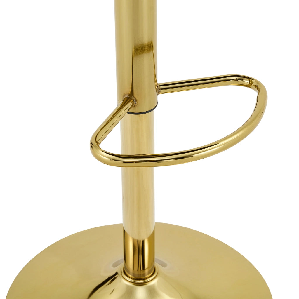 Sgabello da bar 62-83 cm, girevole 360°, schienale, poggiapiedi, PU nero e metallo oro