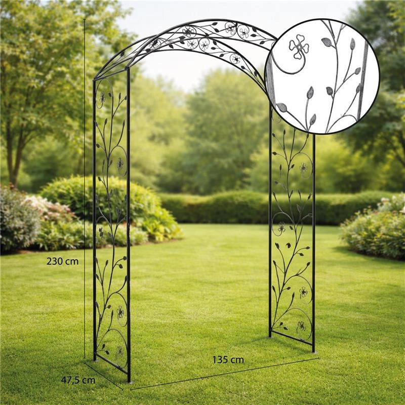 ARCO ANDERSON GRIGIO ANTICO IN ACCIAIO VERNICIATO A POLVERE 135 X 47,5 X H230CM