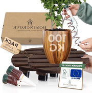 Set di ruote per piante a 30 cm 2 pezzi con distributore di acqua legno di conifera certificato FSC resistente all'usura fino a 100 kg - Made in EU – Sostegno per piante con ruote e sostegno per fiori