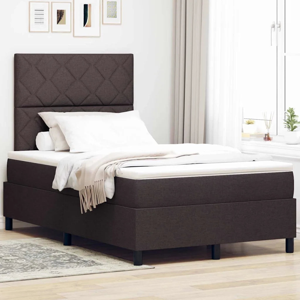 Letto a molle con materasso Marrone scuro 120 x 200 cm Tessuto