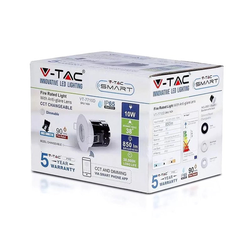 Faretto Led da Incasso Rotondo 10W CCT IP65 Bluetooth Dimmerabile Resistente al Fuoco 90 Minuti SKU-1424