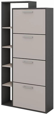 Scarpiera Orlando, Antracite/grigio, 80 x 166.1 cm con 4 scomparti, per la conservazione e l’organizzazione delle scarpe nell’ingresso