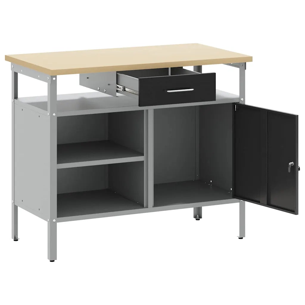Banco da lavoro con cassetto Nero e Grigio 100 x 55 x 85 cm CFW9049318