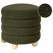 Pouf Verde Boucle Tappezzeria Gambe in legno di pino Poggiapiedi Accessori per la casa Soggiorno