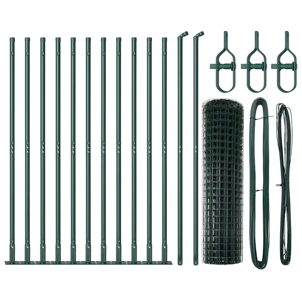 Recinzione da Giardino | Recinzione con Posto Verde 1 x 25 m Acciaio e PVC