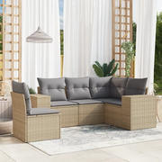 Set Divano da Giardino 5 pz con Cuscini Beige in Polyrattancod mxl 112444