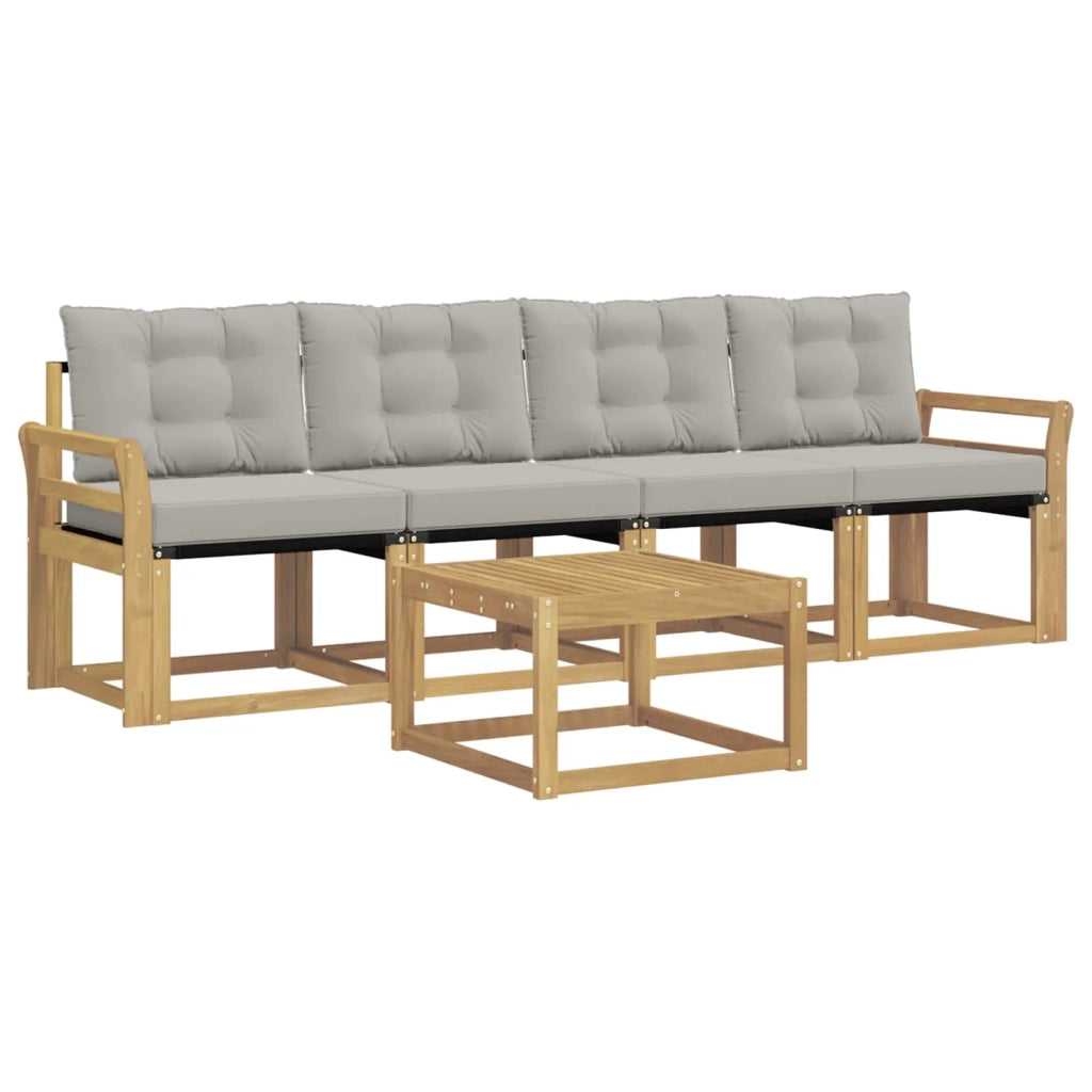 Set di divani da esterno 5 pz Bianco e Grigio Chiaro 3389189