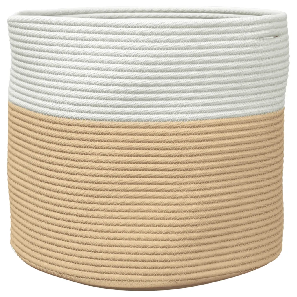Cestino Portaoggetti Beige e Bianco ?40x35 cm in Cotone CFW2182349
