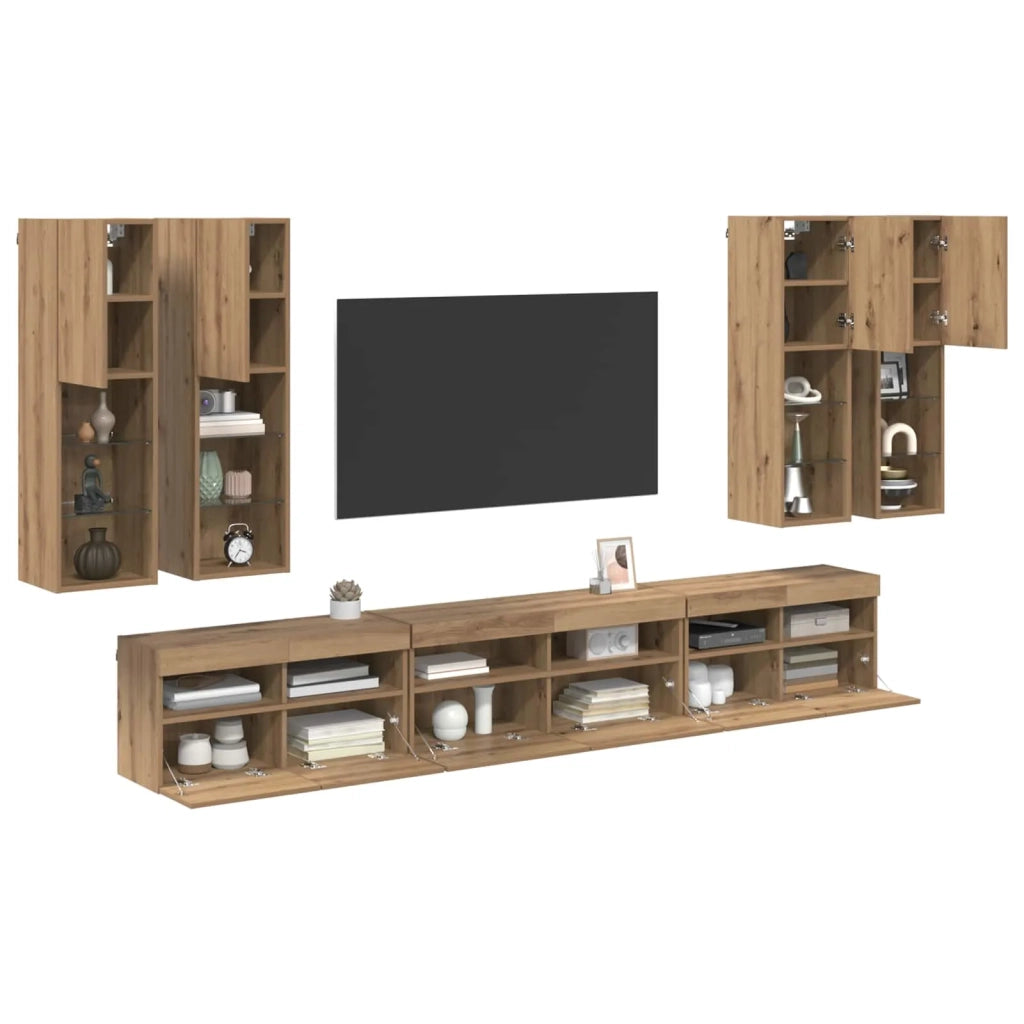 Set di Mobiletto da TV a Parete 7 pcs Rovere artigianale 3402798