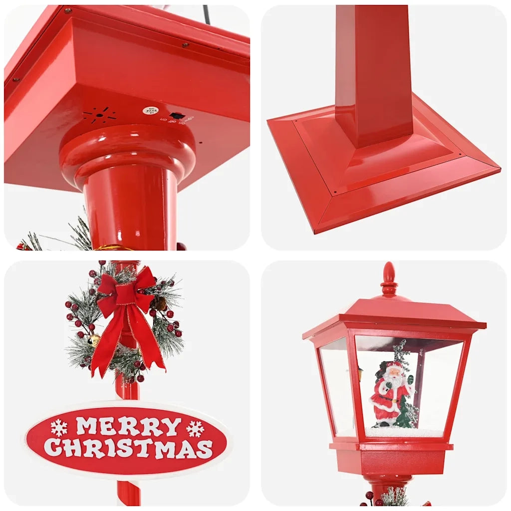 Lampada Stradale di Natale con Lanterna Rosso 40,5x40,5x180cm