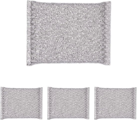 Serie di pulizia per cucina internazionale Spugne a scotta per antipatina, porcellana e vetro, resistente al lavastoviglie, 5 x 3,3 pollici, Argento (Pacco da 8)