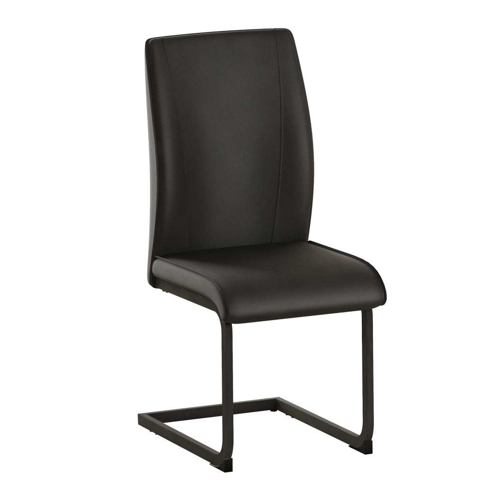 SEDIA da pranzo in similpelle nera e metallo, schienale ergonomico