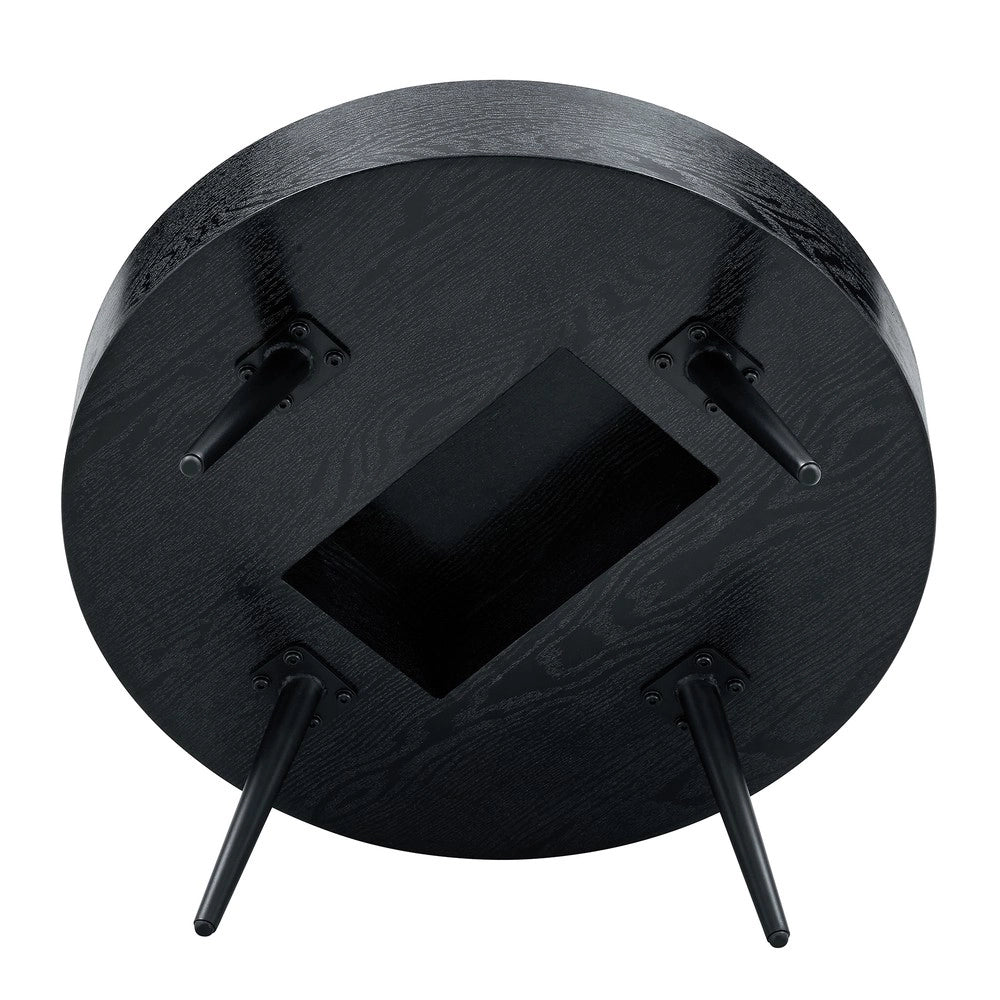 Tavolino da Caff¨¨ Rotondo ¨C MINIMAL ¨C Nero, MDF, Gambe in Metallo, ?70 cm