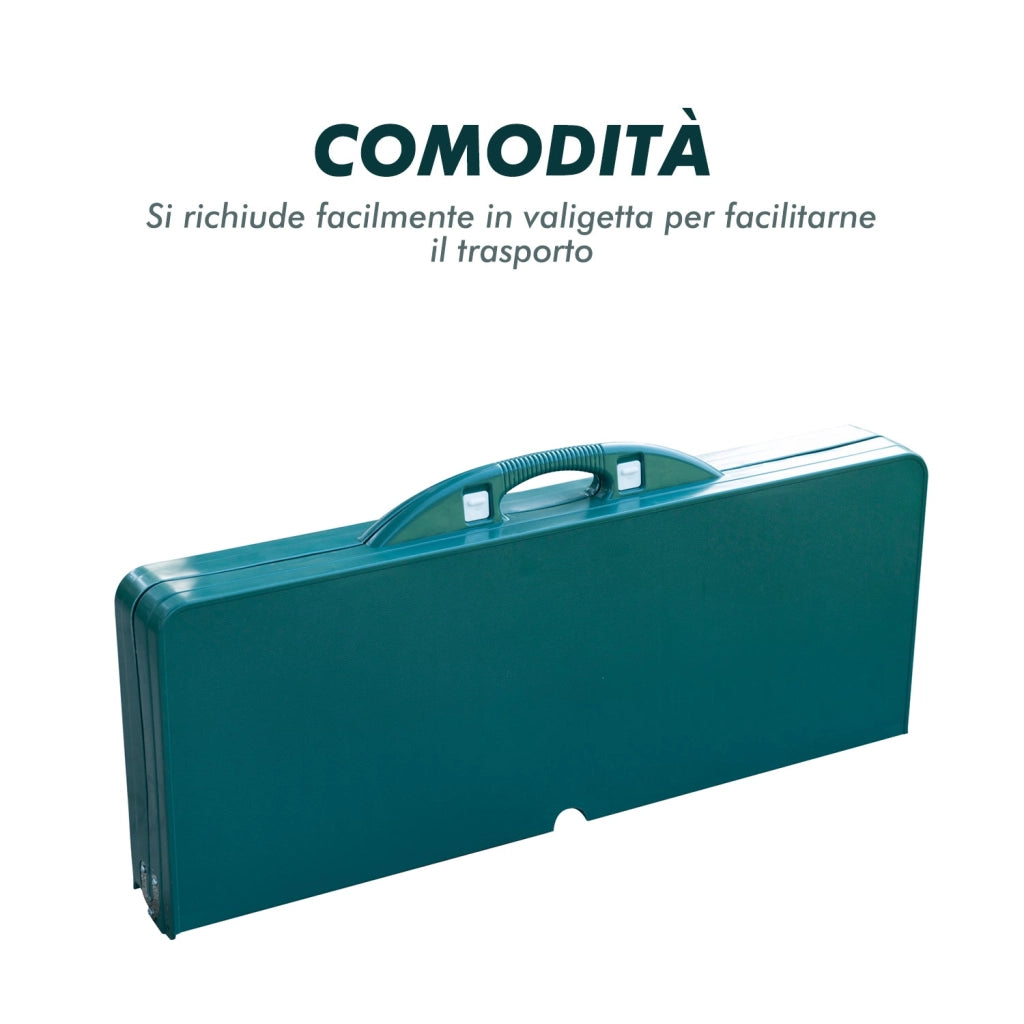Tavolo da Campeggio con 4 Sedie Richiudibile a Valigetta in Alluminio Verde 84.5x39x10 cm