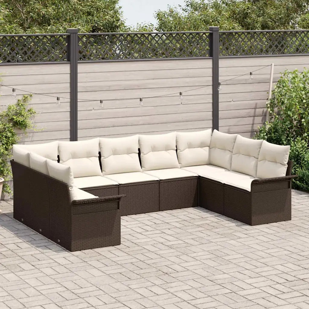 Set Divano da Giardino con cuscino Marrone polyrattan 3345518
