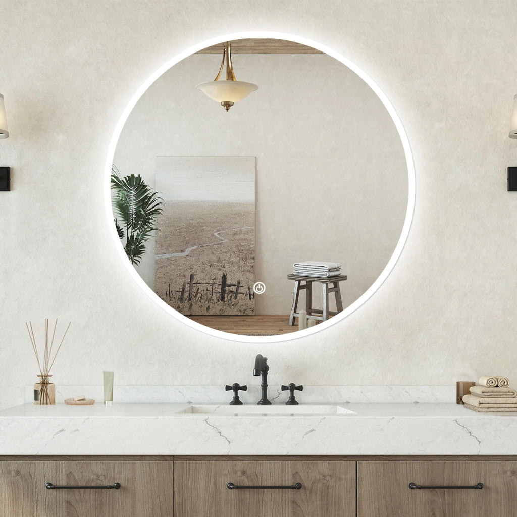 Specchio bagno Tondo 50cm Retroilluminato Con Led, Antiappannamento