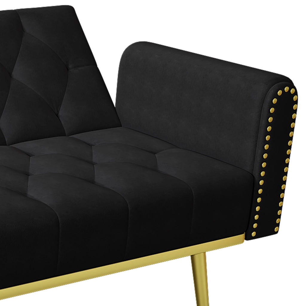 DIVANO LETTO Reclinabile 175x80x73,5 cm Velluto Nero