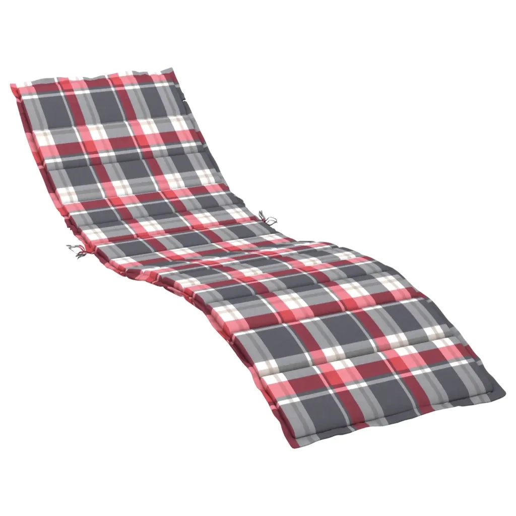 Cuscino per Lettino a Quadri Rossi 200x50x3cm Tessuto Oxford 314201