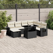 Set Divani da Giardino con Cuscini 8 pz Nero in Polyrattan 3274996