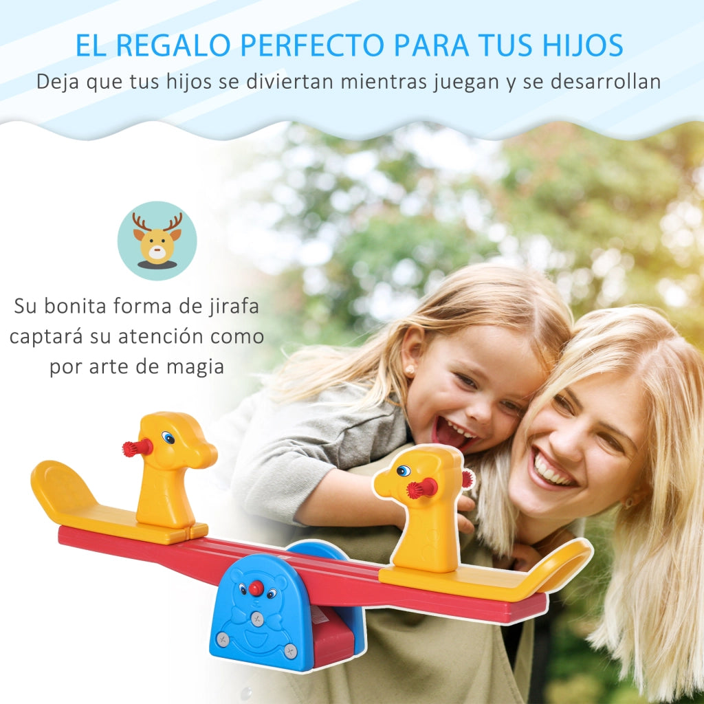 Altalena bilico a dondolo per bambini con manubrio ¨C zephmum ¨C giraffa multicolor 150x32x60 cm