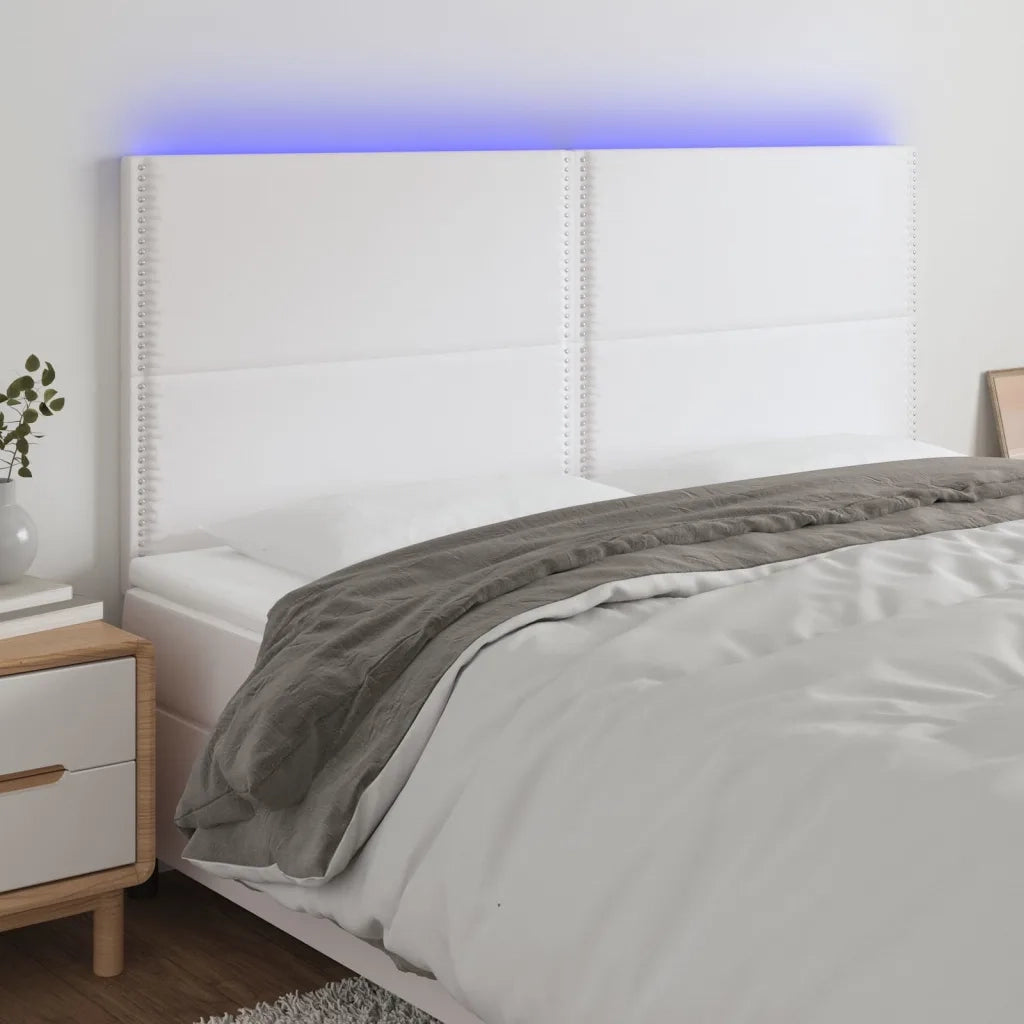Testiera | Testata a LED rosa 200x5x118/128 cm in Similpelle