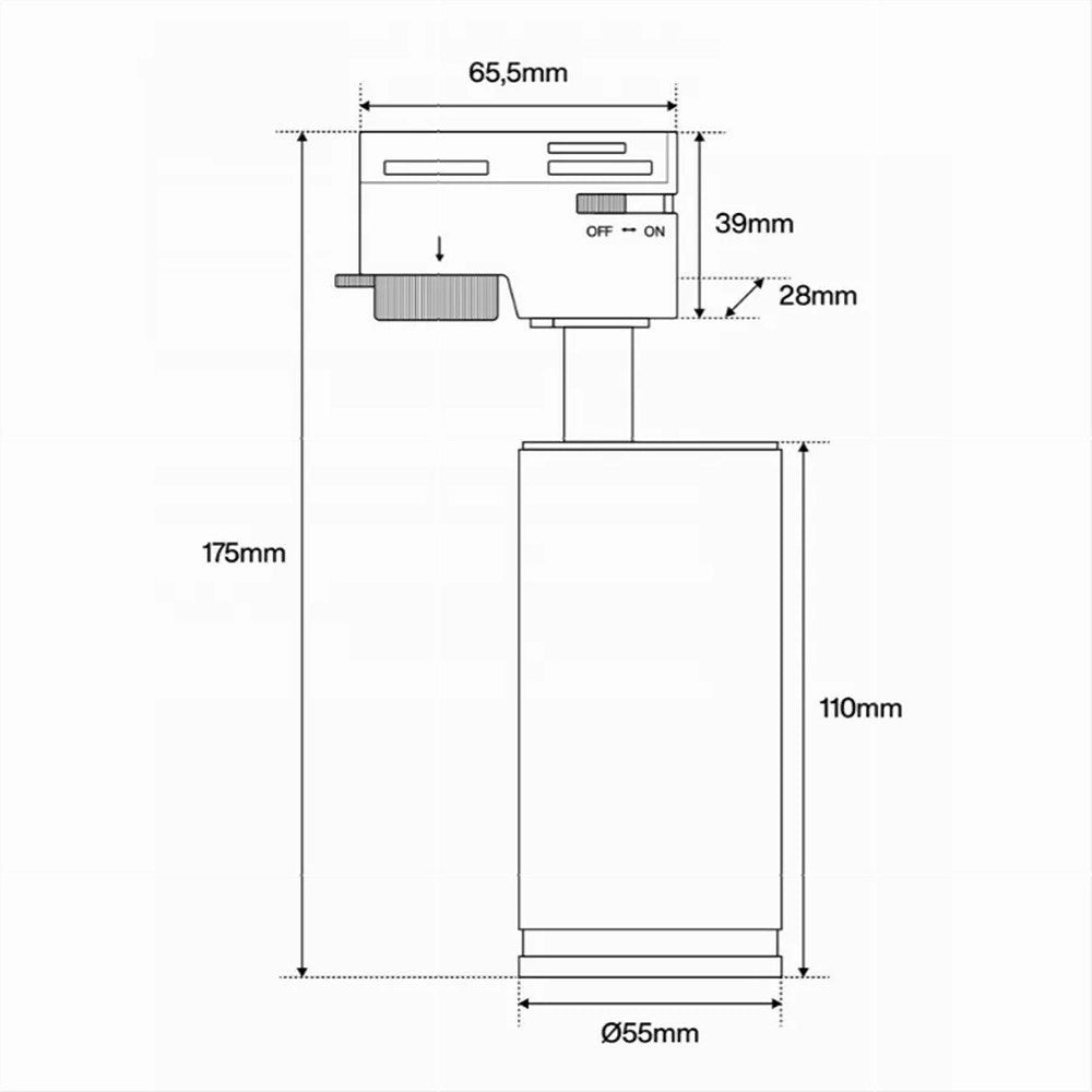 Trade Shop - Lampada Portafaretto Cilindrico Per Binario Monofase Orientabile Attacco Gu10 194c - Nero
