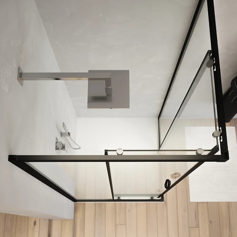 Box doccia angolare 70x70 cm trasparente 4 mm profili neri | Willis