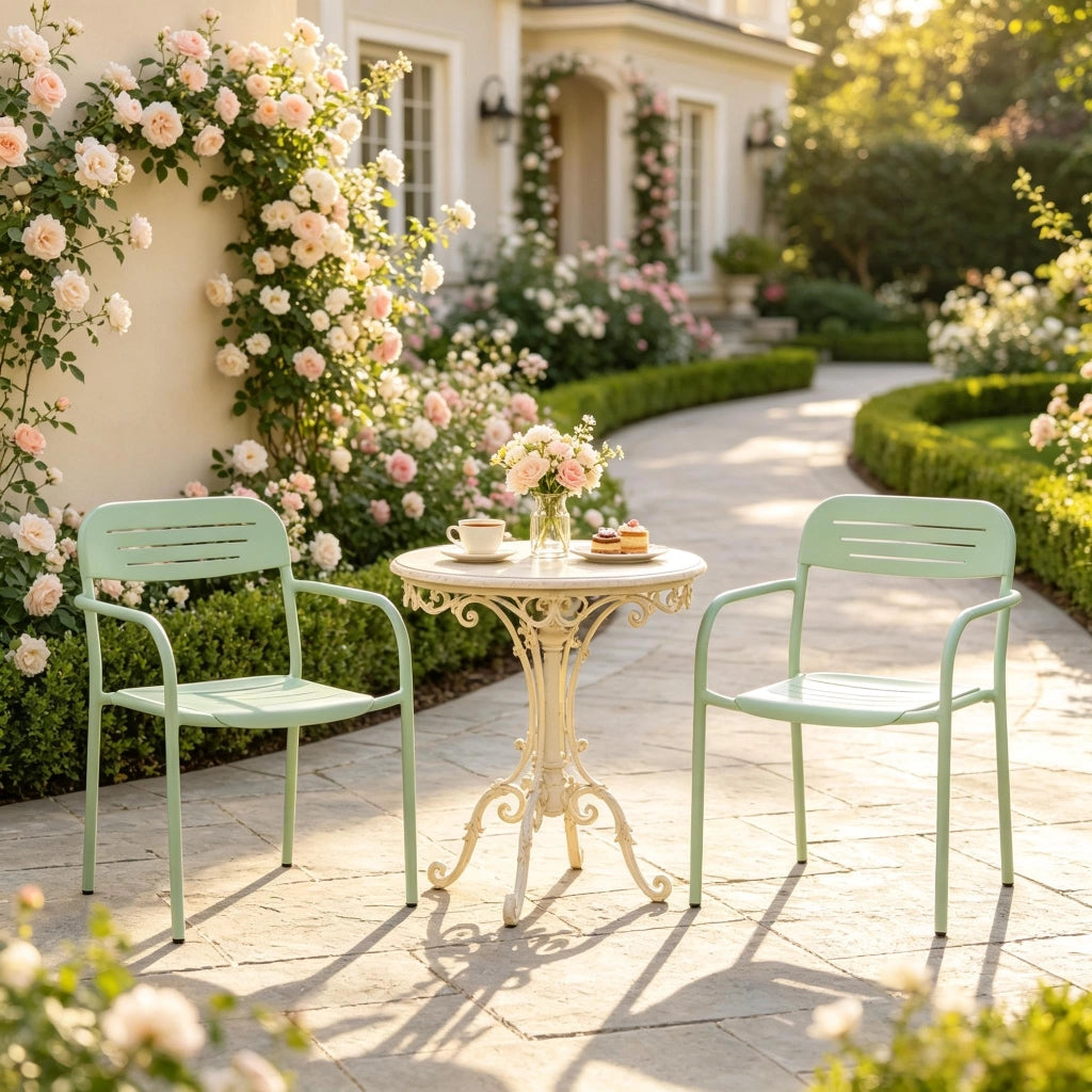 SEDIE DA GIARDINO Set 2 pezzi 56x58x78 cm Metallo Verde impilabili