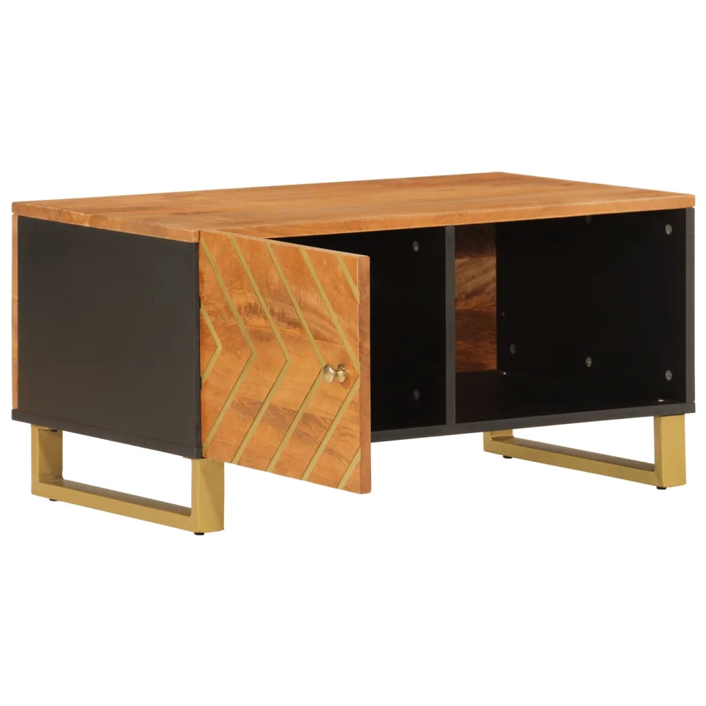 Tavolino da Salotto-Tavolino da soggiorno-Tavolo Marrone e Nero 80x50x40 cm Legno di Mango 386938