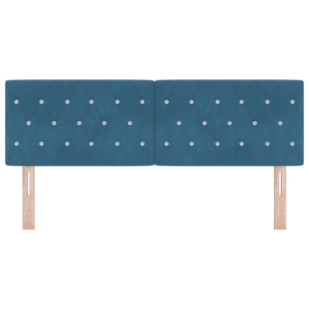 Testiera  con bottoni in cristallo imbottita blu scuro 140 cm in velluto