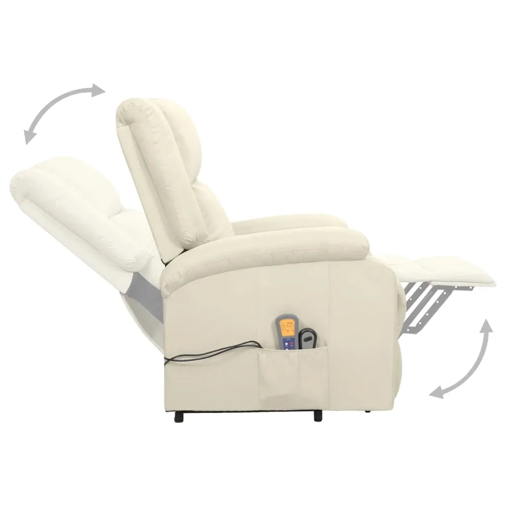 Poltrona Alzapersona Massaggiante | Sedia Relax Crema in Tessuto