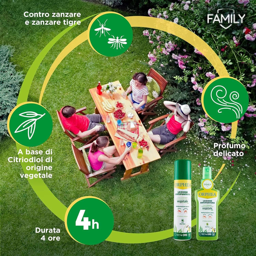 Lozione Antipuntura, Protezione Spray da Punture di Zanzara Tigre, Tafani ed Altri Insetti, 100ml, Orphea