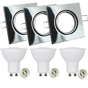 Faretti incasso quadrati cromo 3pz GU10 Polux OLIN