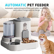 Automaico contenitore cibario Adatto per gatti con progetto resistente alle cadute e integrato dispensatore di acqua; Adatto per gatti piccoli, medi e grandi e cani. (Grigio)