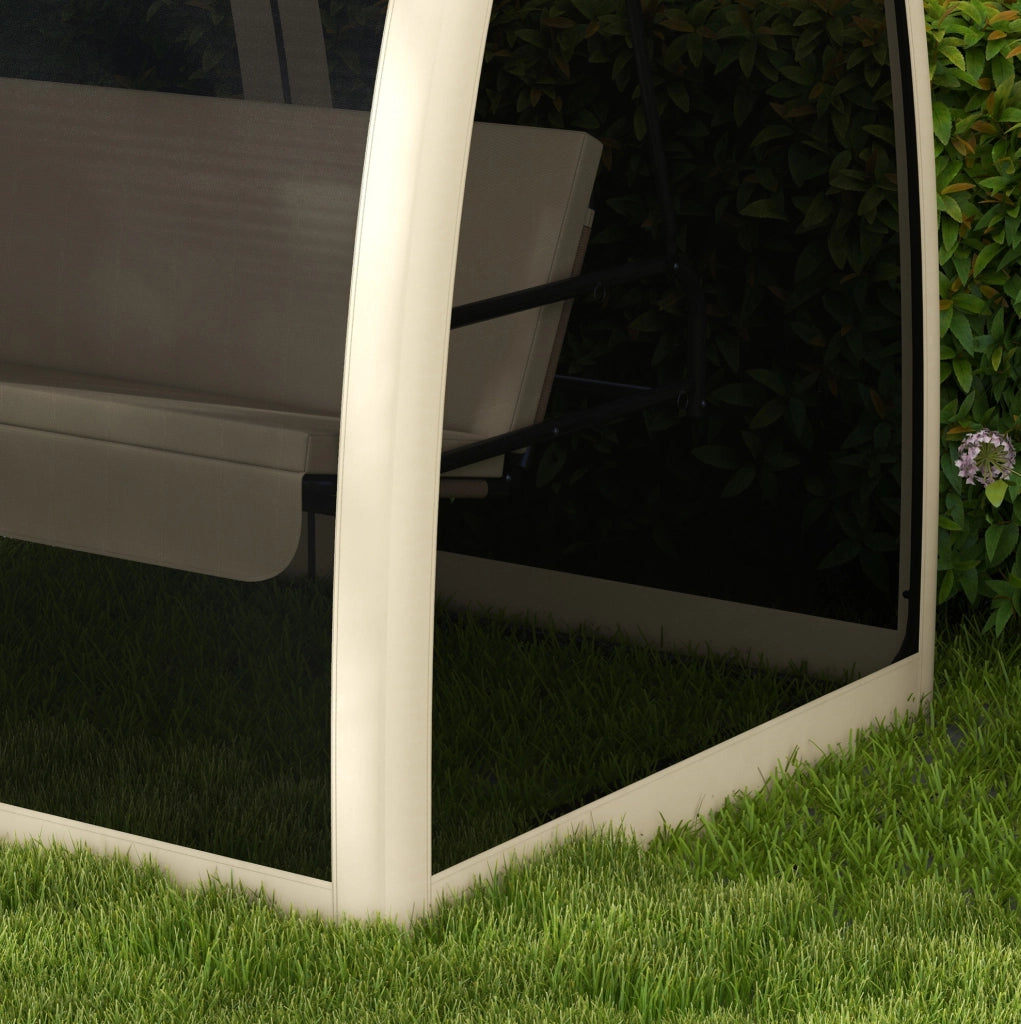Altalena da giardino 3 posti 2 in 1 con funzione letto; baldacchino e zanzariera; caffè