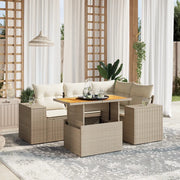 Set Divano da Giardino 5 pz con Cuscini Beige in Polyrattan 3272619