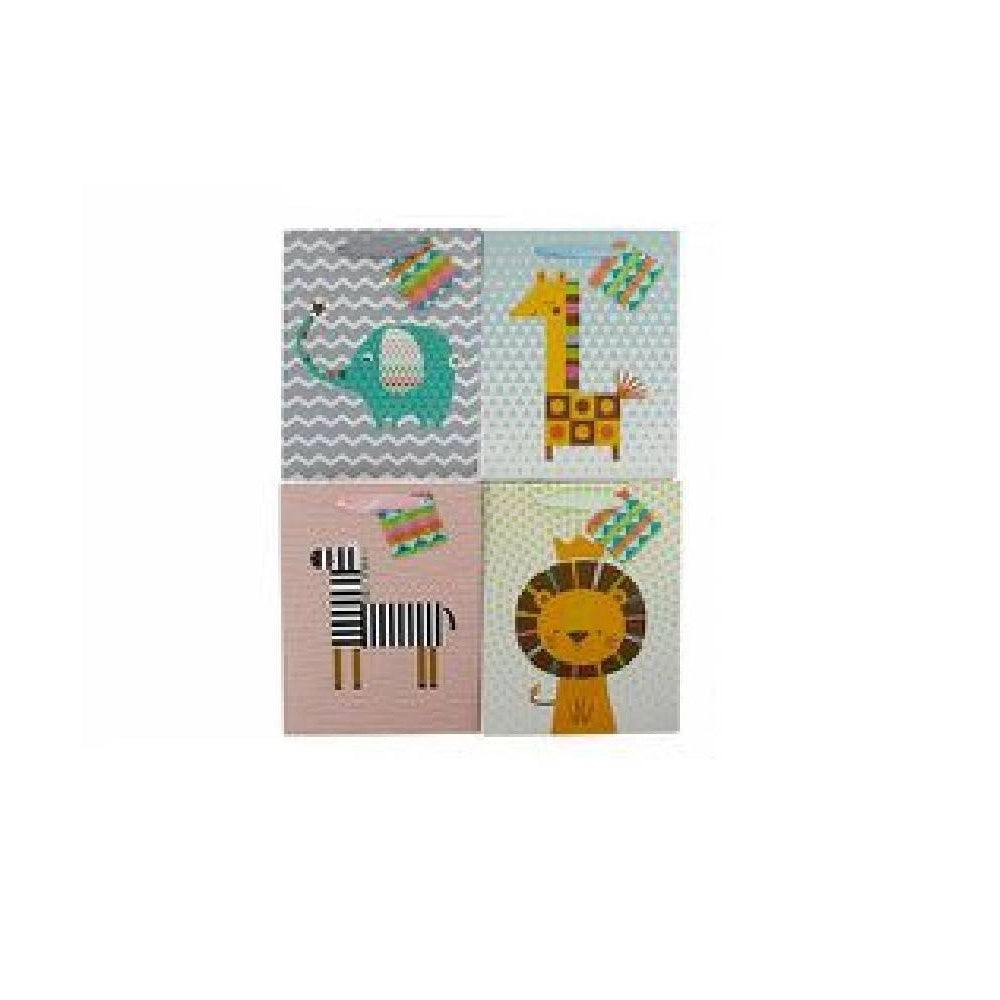 Trade Shop - Set 3 Buste Borsa Da Regalo Sacchetti Con Animali 18x23x10 Cm 65903 Modelli Vari -